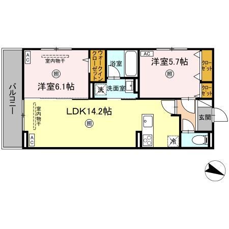 D-ROOM原町駅南(2LDK/3階)の間取り写真