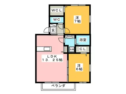 PRIMARY(2LDK/1階)の間取り写真