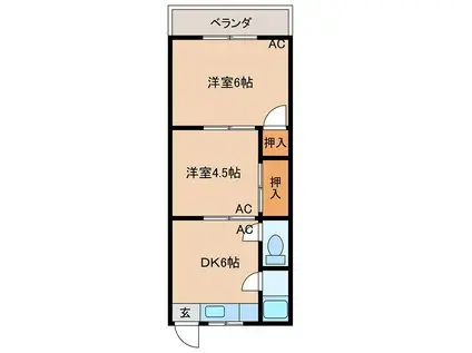 コーポ元町(2DK/2階)の間取り写真