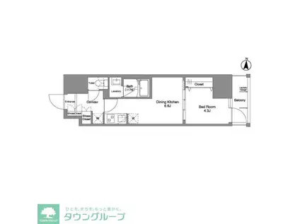 DAFFITTO錦糸町(1DK/11階)の間取り写真