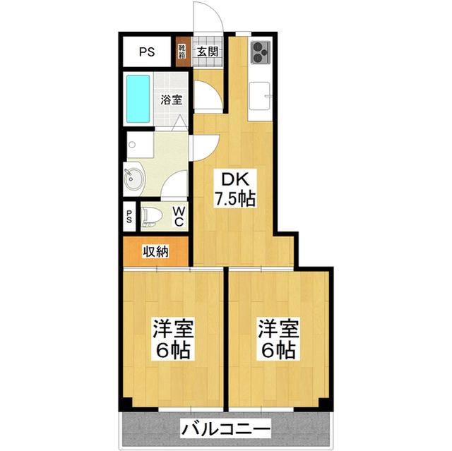 アークエフォール桜町(2DK/4階)の間取り写真