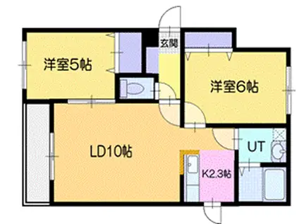 フルエントジルブランシェ(2LDK/1階)の間取り写真