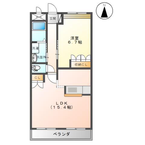 S&K大門(1LDK/2階)の間取り写真
