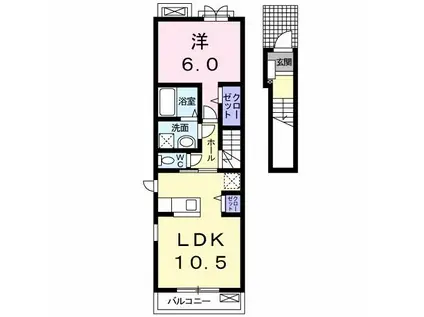 ピーチハッピネス(1LDK/2階)の間取り写真