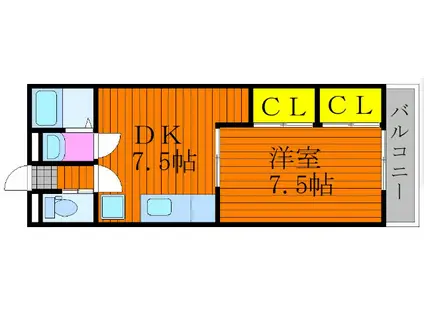 ローズパーク津島(1DK/2階)の間取り写真
