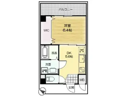 ELEGANTE宝塚(1DK/2階)の間取り写真