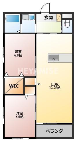 ながさき千本桜(2LDK/2階)の間取り写真