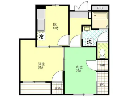 アピア白鳥B(2DK/1階)の間取り写真