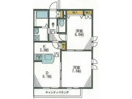 LA VILLE TOTSUKA(2DK/3階)の間取り写真