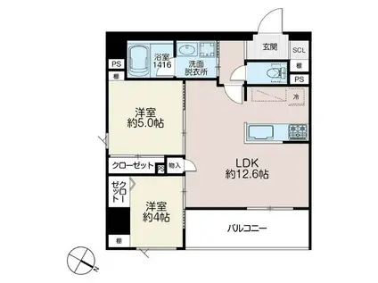 イゾラセレーナ目黒(2LDK/4階)の間取り写真