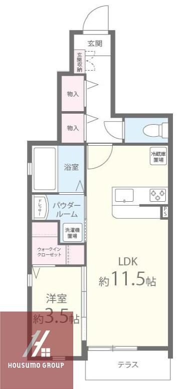 BENESTA千里中央(1LDK/1階)の間取り写真