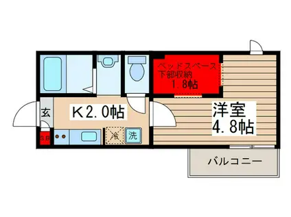 リヴェール高砂(1K/1階)の間取り写真