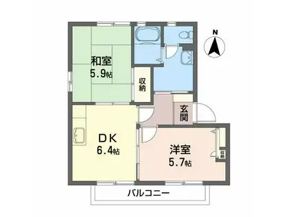 アーバンストリートA(2DK/2階)の間取り写真