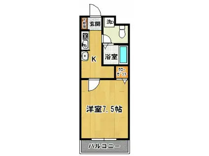 ステータスヒル花畑(1K/1階)の間取り写真