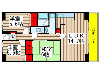 ルーチェ緑が丘(3LDK/1階)の間取り写真