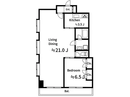 SUN OLIVE 新名(1LDK/2階)の間取り写真