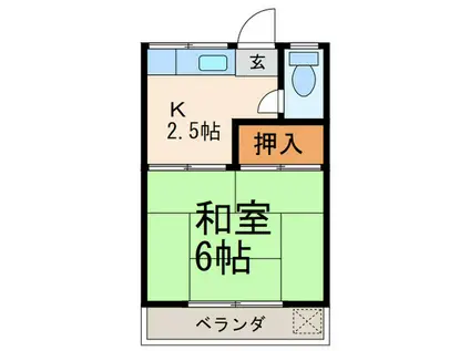 生駒荘(1K/3階)の間取り写真
