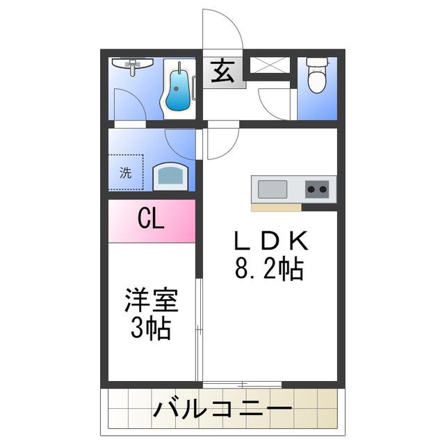 エクストリーム西小二里(1LDK/1階)の間取り写真