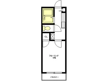 フラットアン(1K/1階)の間取り写真