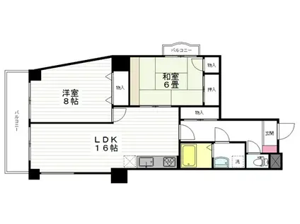 コンフォート宮城野(2LDK/8階)の間取り写真
