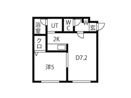 ブランノワール東区役所(1DK/2階)の間取り写真