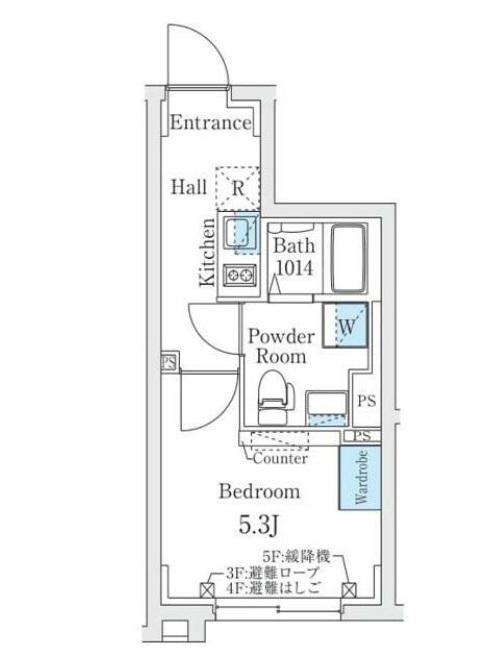 FIKA代々木上原(1K/4階)の間取り写真