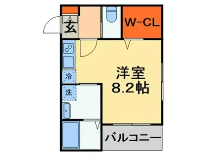 BRIGHT(ワンルーム/1階)の間取り写真