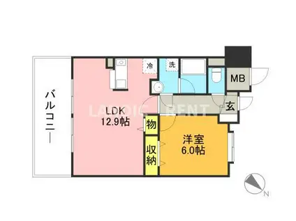 キルンズ博多駅南(1LDK/12階)の間取り写真