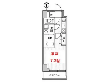 グラシアプレイス大森町(1K/4階)の間取り写真