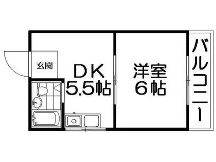 曙マンション(1DK/3階)の間取り写真
