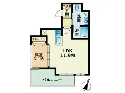ビエネスタ千代県庁口(1LDK/6階)の間取り写真