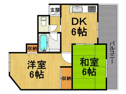 田原ビル(2DK/4階)の間取り写真