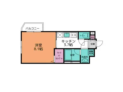 フォルシア本荘(1K/2階)の間取り写真