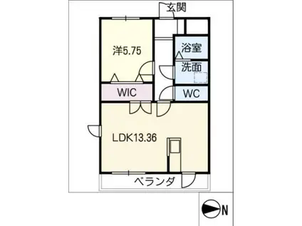 ルネスエスペランサ(1LDK/1階)の間取り写真