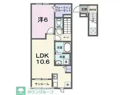 フレッサ II(1LDK/2階)の間取り写真