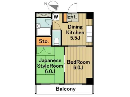 ホワイトヴィラ中央(2DK/2階)の間取り写真