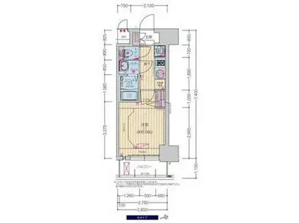 プレサンス四天王寺前夕陽ヶ丘ヴィリード(1K/6階)の間取り写真