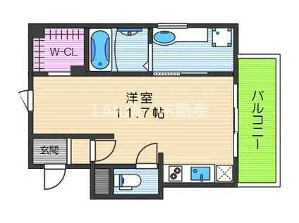 グラッツィアーレ杭全(1LDK/3階)の間取り写真