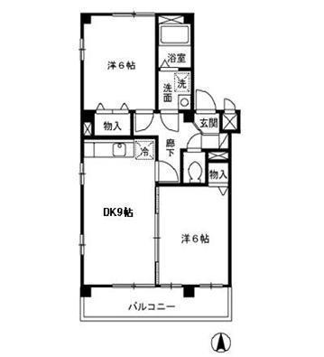 プランドール南(2LDK/2階)の間取り写真