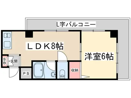 大旺第3マンション(1LDK/8階)の間取り写真