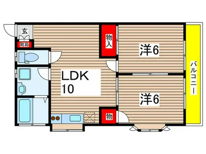 コーポ井口Ⅱ(2LDK/1階)の間取り写真
