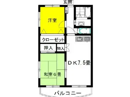 パルク・エクセラン(2DK/2階)の間取り写真