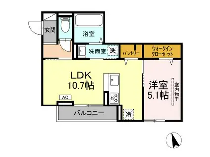 ディー パイナ 小机町2(1LDK/3階)の間取り写真