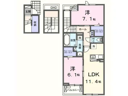 シャルマン酒門III(2LDK/3階)の間取り写真