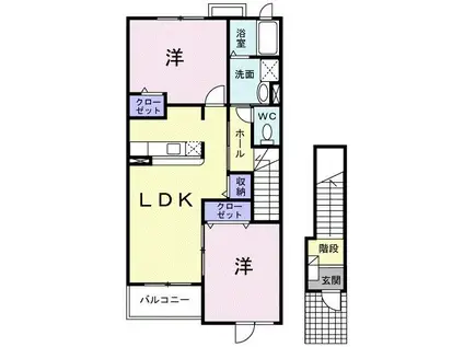 カルム ヴィラN(2LDK/2階)の間取り写真