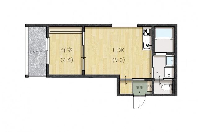 LIEN翠(1LDK/1階)の間取り写真