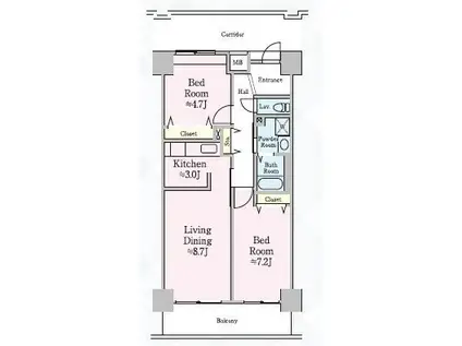 TS CUORE浮間舟渡II(1K/3階)の間取り写真
