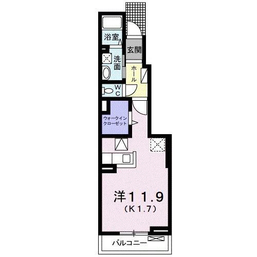 ウエスト マウンテン B(ワンルーム/1階)の間取り写真