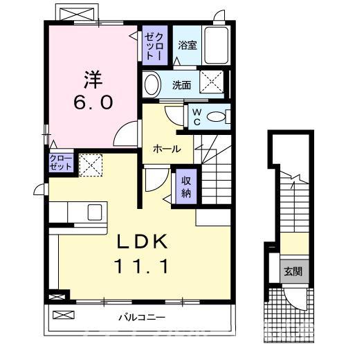 ベルコート(1LDK/2階)の間取り写真