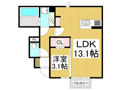 ポレポレハウス(1LDK/1階)の間取り写真